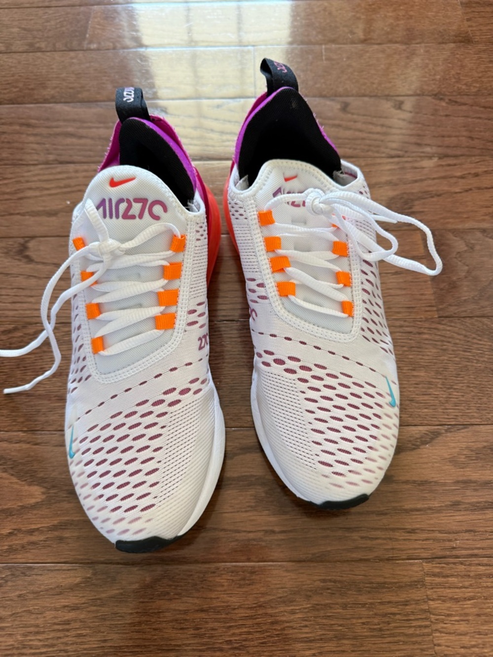 Nike Women’s Air Max 270 - White with Pink & Orange Accents